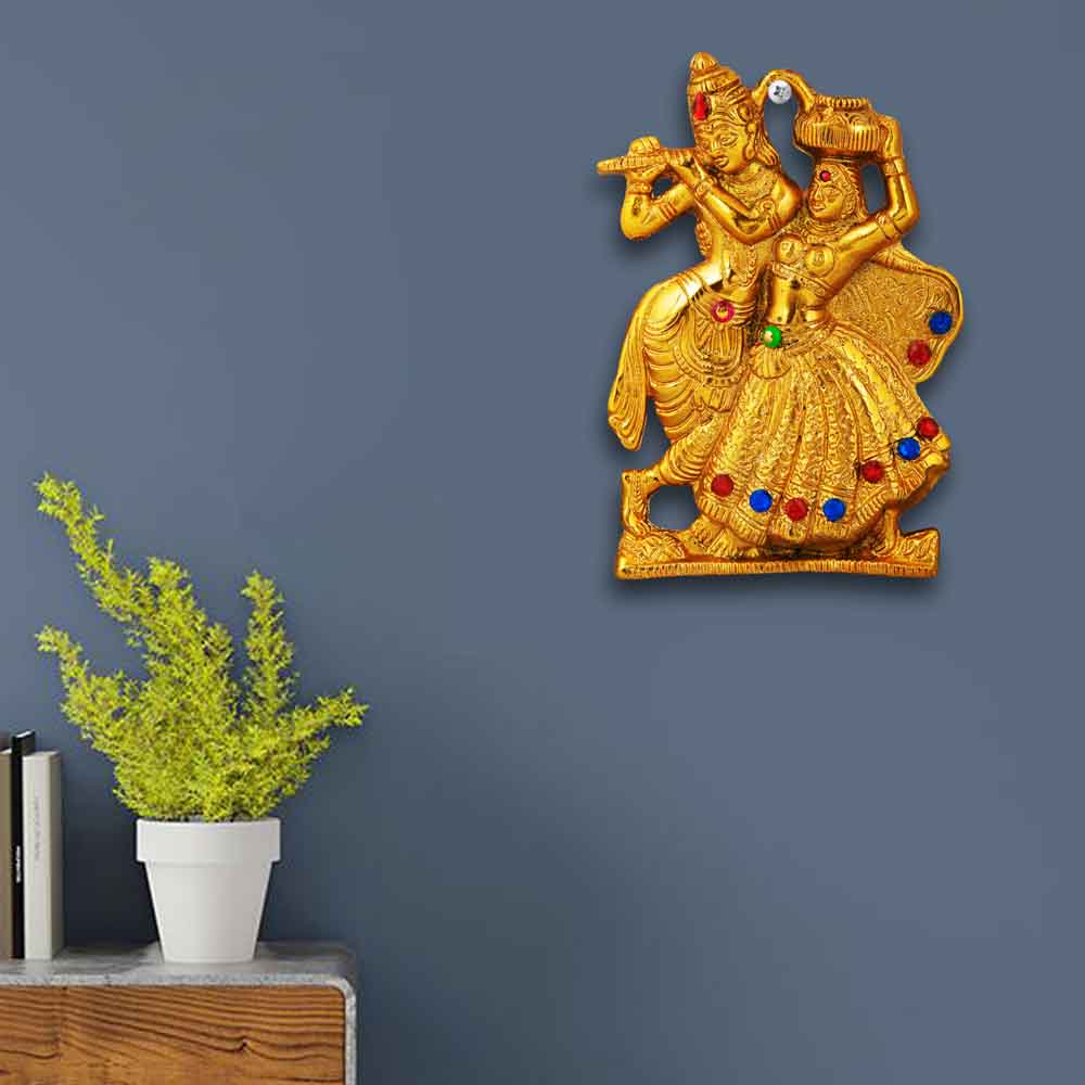 Buy Lord Radha Krishna Wall Hanging Online Call 8884243583 Golden